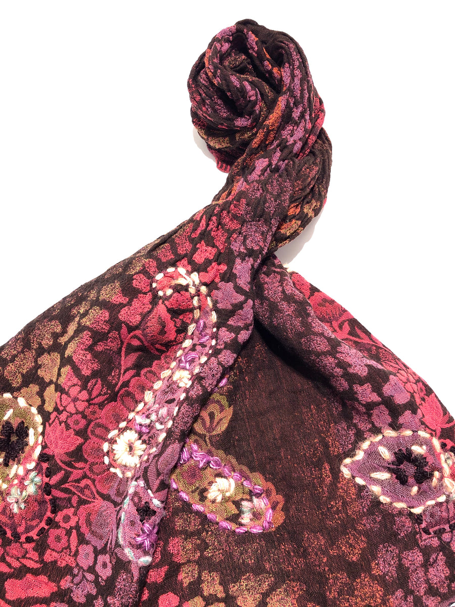 100% Light Wool Printed Embellished Pashmina Shawl ref-rflghwt0004