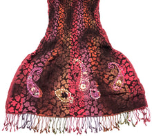 Load image into Gallery viewer, 100% Wool Jacquard Embellished Pashmina Shawl ref-rflghwj0003