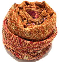 Load image into Gallery viewer, 100% Wool Jacquard Embellished Pashmina Shawl ref-rflghwj0007
