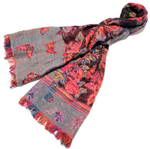 Load image into Gallery viewer, 100% Wool Jacquard Embellished Pashmina Shawl ref-rflghwj0009