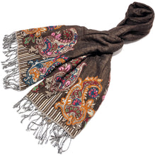 Load image into Gallery viewer, 100% Wool Jacquard Embellished Pashmina Shawl ref-rflghwj0012
