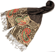 Load image into Gallery viewer, 100% Wool Jacquard Embellished Pashmina Shawl ref-rflghwj0016
