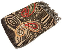 Load image into Gallery viewer, 100% Wool Jacquard Embellished Pashmina Shawl ref-rflghwj0016
