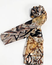 Load image into Gallery viewer, Brown and black abstract silk scarf, hand printed, by Roche Foulards


