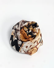 Load image into Gallery viewer, Brown and black abstract silk scarf, hand printed, by Roche Foulards
