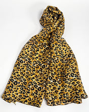Load image into Gallery viewer, Leopard print silk scarf, hand printed, by Roche Foulards
