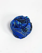 Load image into Gallery viewer, Cobalt blue paisley silk scarf, hand printed, by Roche Foulards
