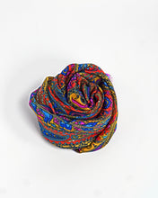 Load image into Gallery viewer, Red and magenta paisley silk scarf, hand printed, by Roche Foulards
