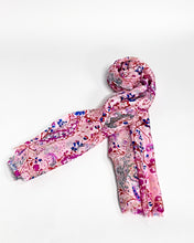 Cargar imagen en el visor de la galería, Pink Floral Silk Scarf
