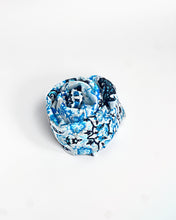 Load image into Gallery viewer, Light blue floral silk scarf, hand printed, by Roche Foulards
