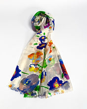 Load image into Gallery viewer, Ivory Floral Silk Scarf
