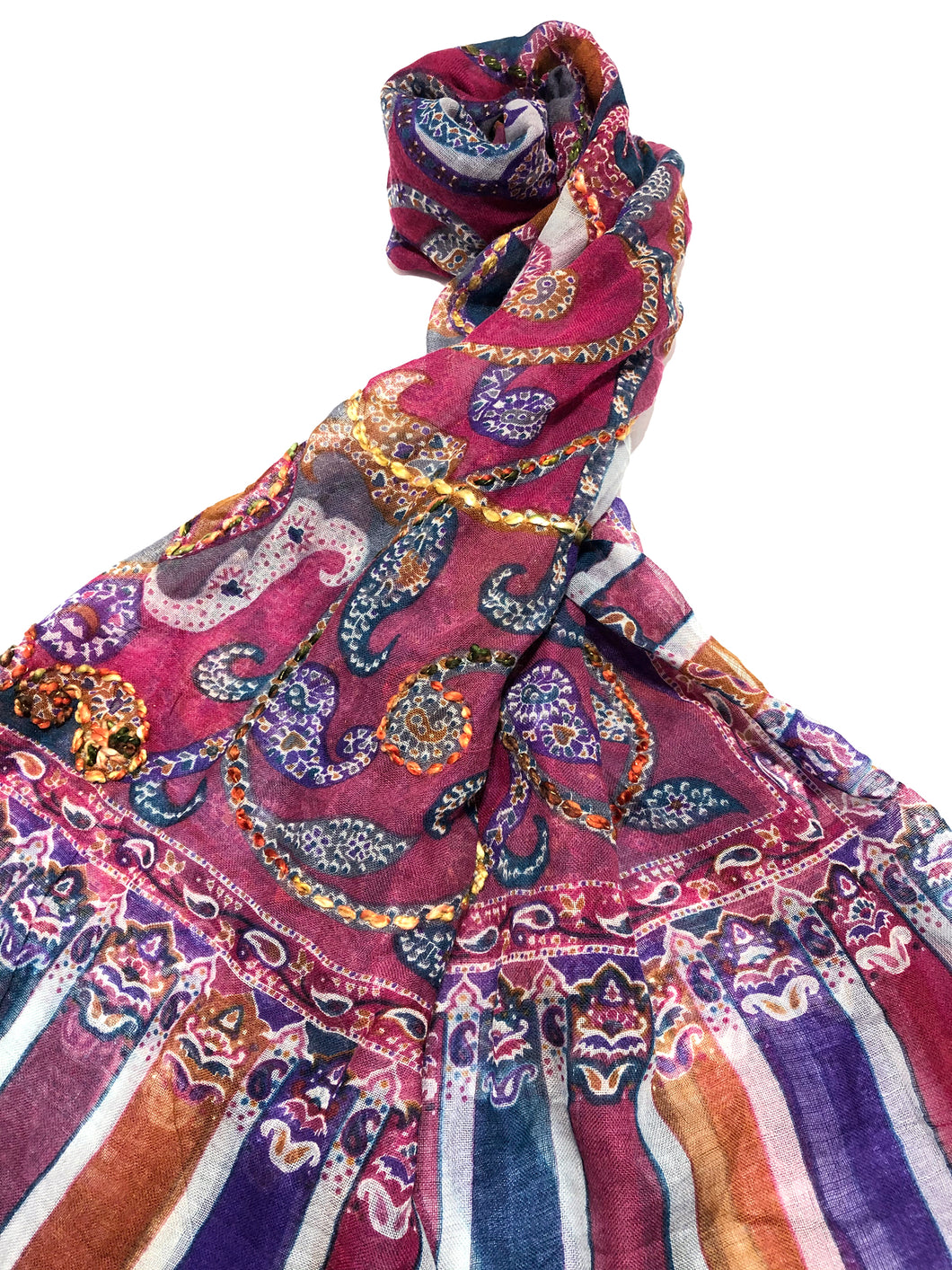 100% Light Wool Printed Embellished Pashmina Shawl ref-rflghwt0001