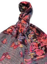 Load image into Gallery viewer, 100% Wool Jacquard Embellished Pashmina Shawl ref-rflghwj0009
