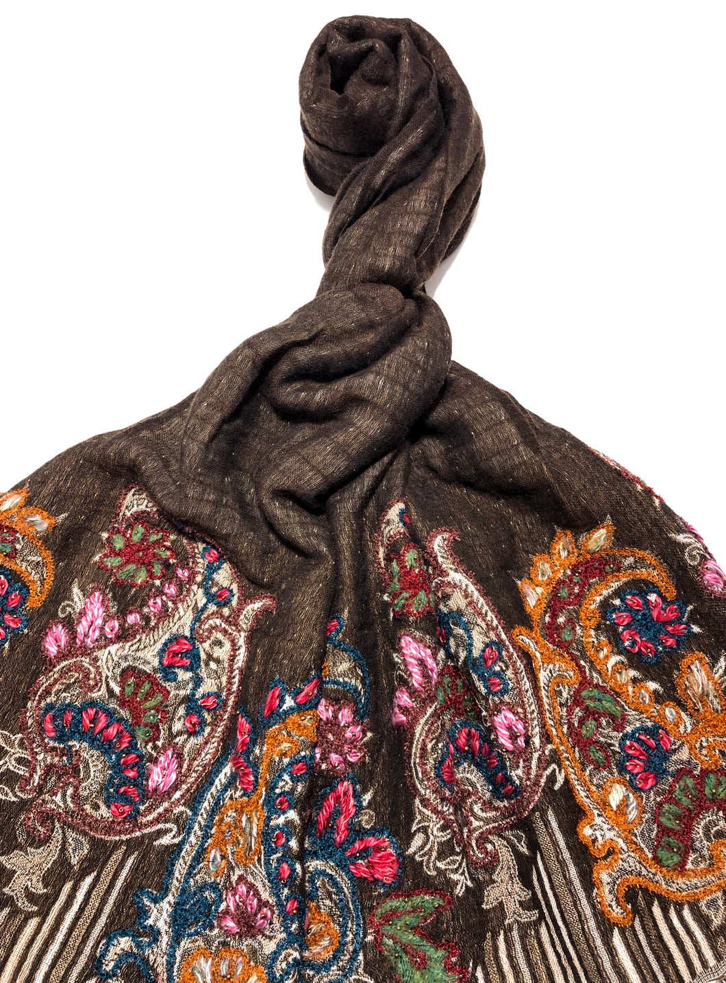100% Wool Jacquard Embellished Pashmina Shawl ref-rflghwj0012